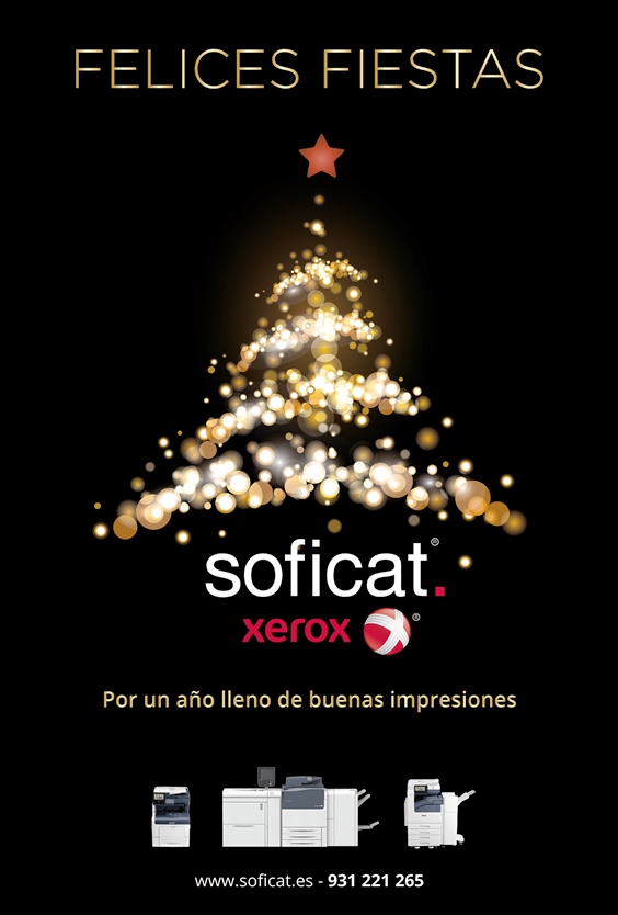 Postal Navideña, Soficat Xerox os deseamos Felices Fiestas.